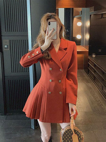 Blazer Women Sexy Little Black Dress Women Business Suit French Style Double Breasted Office Lady Elegant Vestidos Full