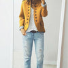 Blazer Women Jackets Long Sleeve Row Buckle Self-cultivation Small Suit Loose Yellow Red Coat Pattern Style Femme Mujer