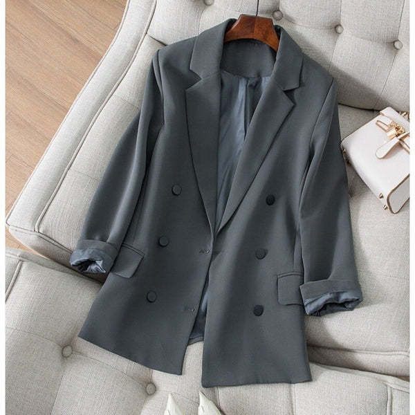 Blazer Women Minimalist Solid Outwear Loose Elegant Retro Official High Street Feminine Autumn Spring Casual Blazers