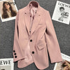 Blazer Women Modis Casual Coat Loose Office Elegant Ladies Korean Style Woman Blazers Solid Color Pink Lady Coats 2023 Spring