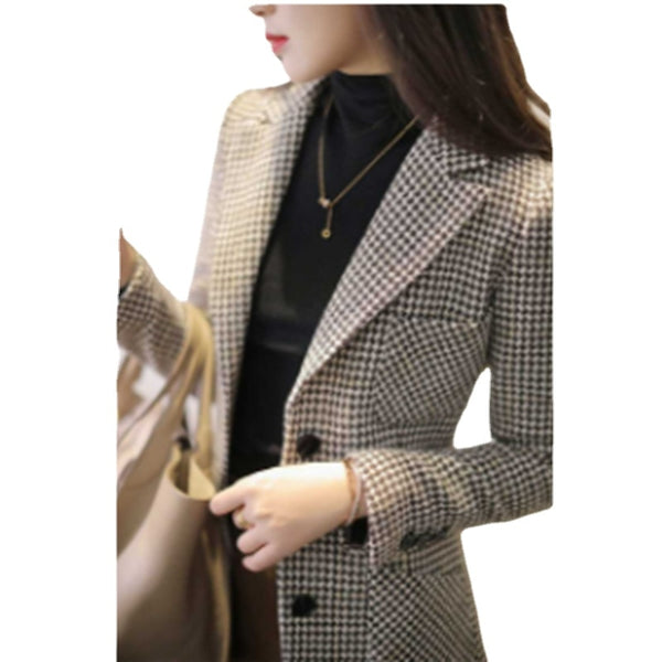 Blazer Women Plaid Small Suit Jacket Ladies 2023 Spring-autumn Slim Fit and Thin All-match Temperament Top Single Breasted