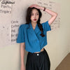 Blazer Women Solid Streetwear Cropped Outwear Summer Thin Loose Navel 3Colors All-match Casual Simple Office Lady Design Clothes