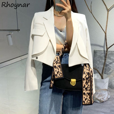 Blazer Women Spring Office Ladies All-match Leisure Trendy Single Breasted Pockets Ulzzang Elegant Vintage Outwear Clothing
