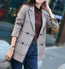 Blazer Women Spring Summer New Chic Vintage Formal Loose Casual Women's Plaid Blazers Brown