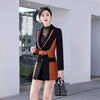 Blazer Women Suit Jacket Slim Fit Grace Coat Designer  Office Business Attire Splicing Belt Oversized