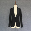 Blazer Women White And Black Long Sleeve Pocket Office Lady Blazer Button Shaml Collar Female Work Wear Jacket Suit Casual