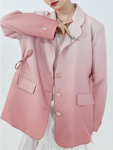 Blazer Women2023 Spring/summer Pink Gradient Irregular Bow Loose All-match Long Sleeve Suit Jacket Women's Oversized Jacket