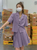 Blazer and Skirt Set Two Piece Suits 2023 Summer Women Elegant Preppy Style Short Sleeve Coat Jacket Mini Pleated Skirts 2326