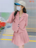 Blazer and Skirt Set Two Piece Suits 2023 Summer Women Elegant Preppy Style Short Sleeve Coat Jacket Mini Pleated Skirts 2326