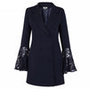 Blazer feminino Spring Double Breasted Coat Fashion Lace Flare Sleeve Slim Work Long Blazers for women