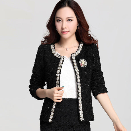 Blazer for Women Coats Autumn Vintage Diamonds Feminino Jackets Formal Lady Suit Office Work Wear Top Cardigans White,Black