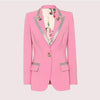 Blazer women vintage floral print blazers Notched collar long sleeve coat casual outerwear casaco feminine tops
