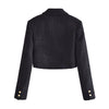 Blazers For Women 2023 Street Style Double Breasted Cropped Blazer Suit Jacket Peak Lapel Long Sleeve Elegant Black Tweed Blazer