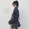 Blazers Harajpoo Women Stitching Plaid Suit Harajuku 2022 Spring Autumn Clothing Ins Loose Long Sleeve Casual Streetwear Coat