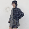 Blazers Harajpoo Women Stitching Plaid Suit Harajuku 2022 Spring Autumn Clothing Ins Loose Long Sleeve Casual Streetwear Coat