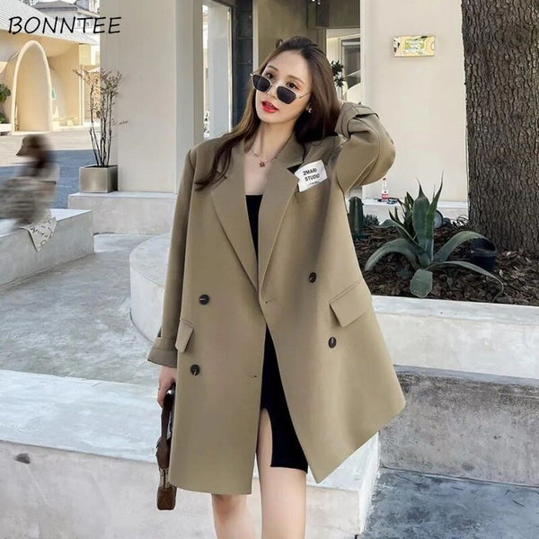 Blazers Woman Elegant Ins Patch Designs Korean Style Casual Office Ladies All-match Autumn Cozy Simple Loose Daily
