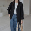 Blazers Woman Solid Button Office Ladies Thin Summer Sunscreen Casual Simple Korean Style Trendy Notched Retro Design All-match