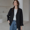 Blazers Woman Solid Button Office Ladies Thin Summer Sunscreen Casual Simple Korean Style Trendy Notched Retro Design All-match