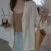 Blazers Woman Solid Button Office Ladies Thin Summer Sunscreen Casual Simple Korean Style Trendy Notched Retro Design All-match