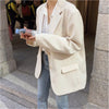 Blazers Women All-match Casual Outwear Oversized Beige Single Breasted Solid Korean Style Office Ladies Elegant Soft