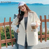 Blazers Women All-match Pockets Sweet Outwear Spring BF Thin Daily Korean Simple Classic College Solid Tunic Soft Loose Harajuku