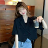 Blazers Women All-match Temperament Stylish Solid BF Style Summer Casual Thin Female Korean Loose Basic Notched Crops Clothing