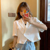 Blazers Women All-match Temperament Stylish Solid BF Style Summer Casual Thin Female Korean Loose Basic Notched Crops Clothing