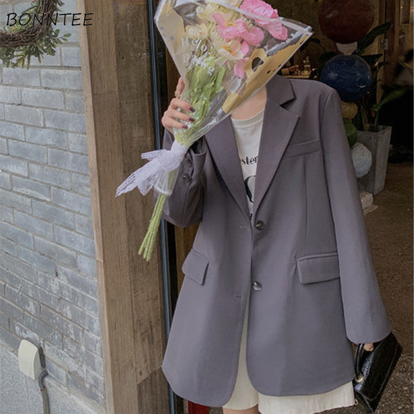Blazers Women Back-slit Loose Design Daily Cool Ulzzang Streetwear Cozy College Young Spring Trendy Simple Elegant Sale