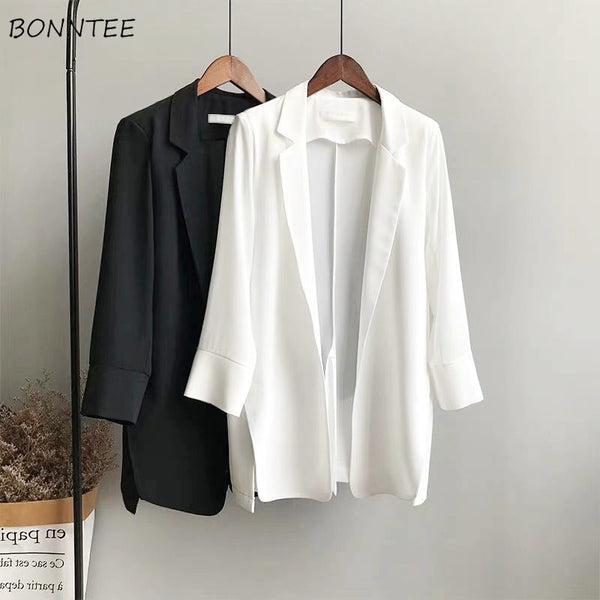 Blazers Women Baggy Thin Summer Comfortable Leisure Notched Chiffon Cozy Elegant Solid Sun-proof Daily Young Ladies Ins