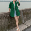 Blazers Women Basic Korean Chic Casual Simple Solid Design All-match Retro Outwear Thin Summer Short Sleeve Ladies