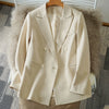 Blazers Women Beige Youth Autumn Casual Korean Style Design Pockets Double Breasted Office Lady Coats Clothes Classic