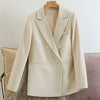 Blazers Women Beige Youth Autumn Casual Korean Style Design Pockets Double Breasted Office Lady Coats Clothes Classic