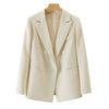 Blazers Women Beige Youth Autumn Casual Korean Style Design Pockets Double Breasted Office Lady Coats Clothes Classic