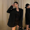 Blazers Women Black Autumn Loose Office Lady All-match Elegant Pockets Holiday Formal Ulzzang Tender Outwear