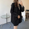 Blazers Women Black Spring Teenagers BF All-match Elegant Popular Notched Thicker Single Breasted Solid Outwear Ulzzang