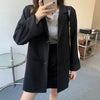 Blazers Women Black Spring Teenagers BF All-match Elegant Popular Notched Thicker Single Breasted Solid Outwear Ulzzang