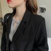 Blazers Women Black Spring Teenagers BF All-match Elegant Popular Notched Thicker Single Breasted Solid Outwear Ulzzang