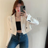 Blazers Women Chic Lady Double Breasted Blazer Vintage Coat  Korean Spring Loose Elegant Office Long Sleeve Outerwear Clothing