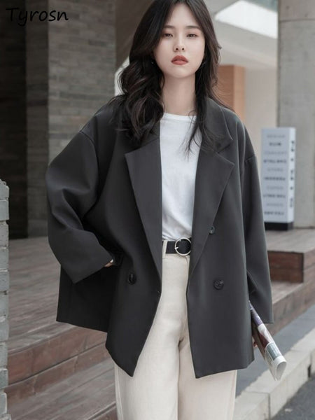 Blazers Women Classic Loose Casual Daily Minimalist Pure Ladies Spring Basic Temperament All-match Korean Style Office