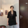 Blazers Women Classic Short Sleeve Loose Students All-match Leisure Daily Clothing Single-button Ulzzang Chic Korean Style Femme