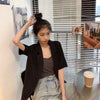 Blazers Women Classic Short Sleeve Loose Students All-match Leisure Daily Clothing Single-button Ulzzang Chic Korean Style Femme