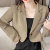 Blazers Women Crop Outwear Spring Office Ladies Solid Design Retro Casual Simple Korean Chic Female All-match Elegant