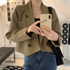 Blazers Women Cropped Design Spring Clothes Korean Style Double Breasted Outwear College Simple Streetwear Casual