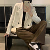 Blazers Women Cropped Design Spring Clothes Korean Style Double Breasted Outwear College Simple Streetwear Casual