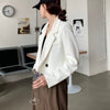 Blazers Women Cropped Design Spring Clothes Korean Style Double Breasted Outwear College Simple Streetwear Casual