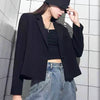 Blazers Women Cropped Female Clothing Chic Retro Loose Solid Single Button Office Lady Streetwear Soft Casual Preppy Style Ins