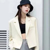 Blazers Women Cropped Female Clothing Chic Retro Loose Solid Single Button Office Lady Streetwear Soft Casual Preppy Style Ins