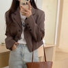 Blazers Women Cropped Solid Office-look Simple Spring Mujer Notched All-match Ulzzang Long Sleeve Basic Feminine Fall Clothing