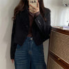 Blazers Women Cropped Solid Office-look Simple Spring Mujer Notched All-match Ulzzang Long Sleeve Basic Feminine Fall Clothing