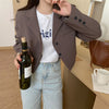 Blazers Women Cropped Solid Office-look Simple Spring Mujer Notched All-match Ulzzang Long Sleeve Basic Feminine Fall Clothing